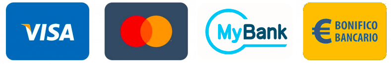 Visa, Mastercard, MyBank, Bonifico bancario