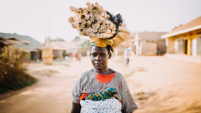 Donna che trasporta legno a Entebbe | Safari Uganda